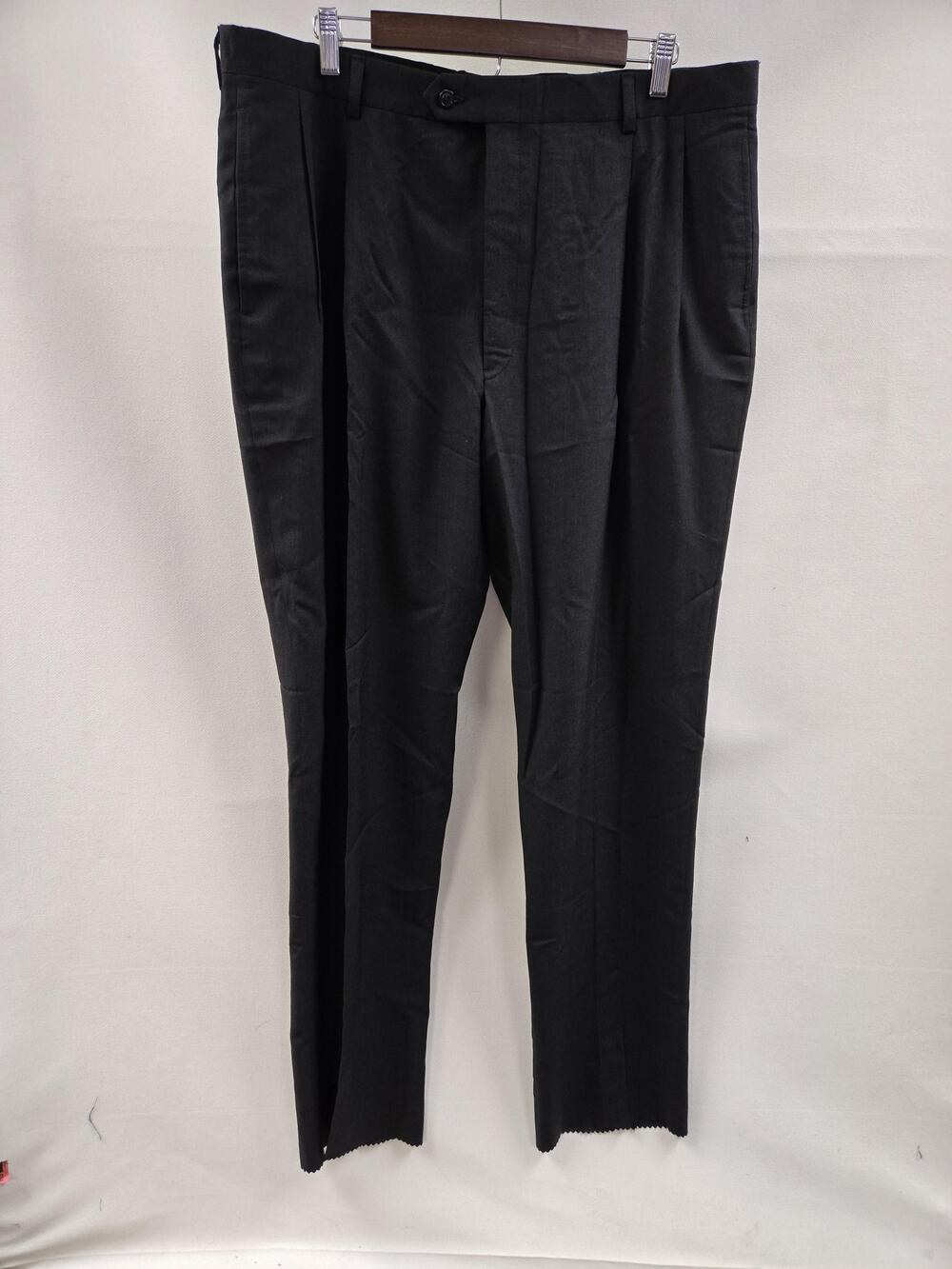Fairfield 412 Dress Pants Mens 39 Charcoal Wool Super 100s Pleated Unhemmed